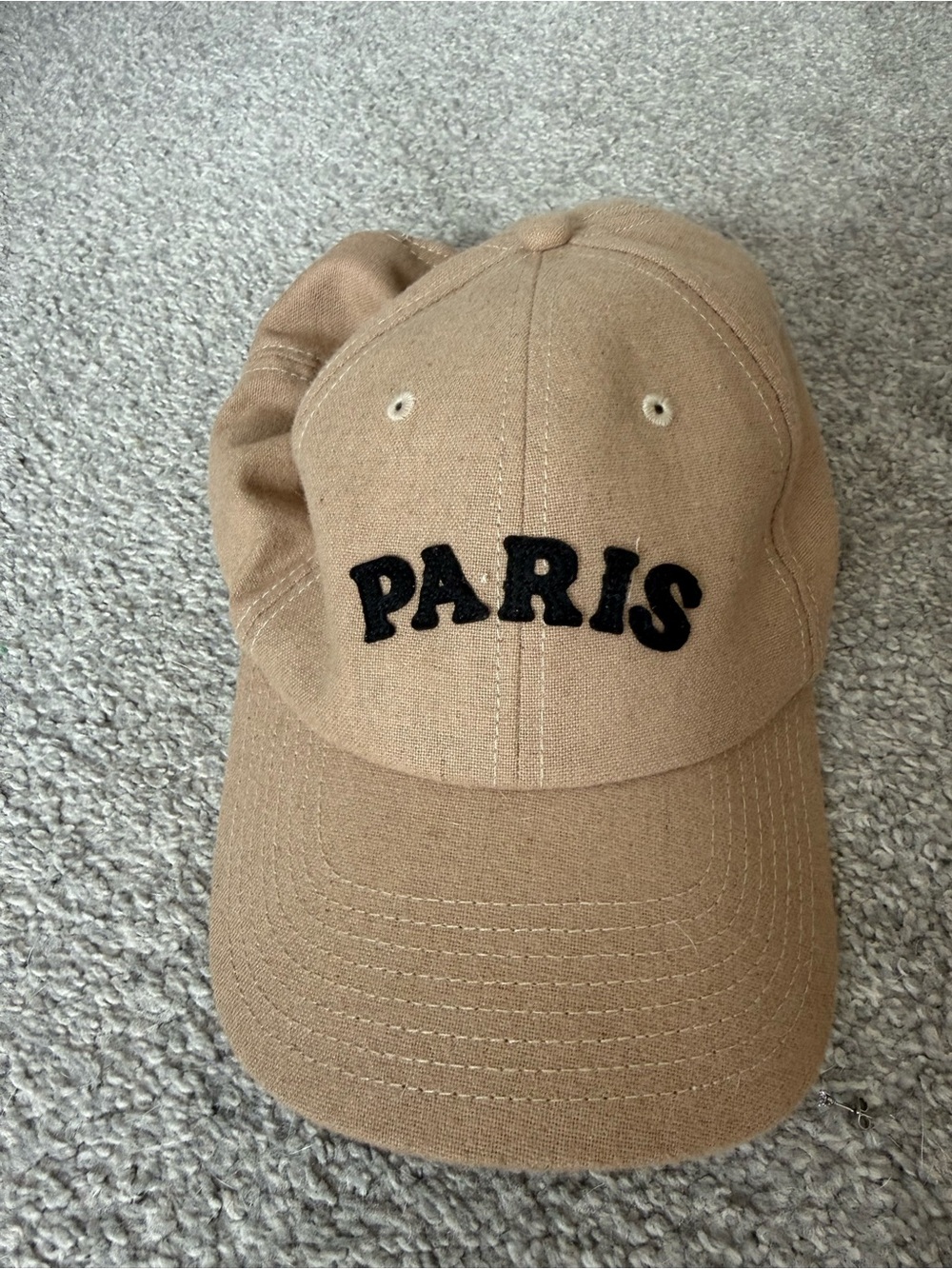 American Needle Beige Baseball Cap with Black 'PARIS' Embroidery